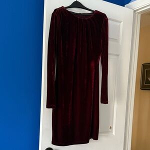 T Tahari Velvet Long Sleeve Dress in Deep Burgundy. Lightly worn.